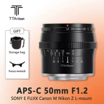 Объектив TTArtisan 50 мм F1.2 для портретной камеры с большой диафрагмой для Sony E Mount FUJIfilm X Canon M Nikon Z Panasonic Olympus M43 объектив