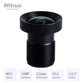 Объектив Witrue 4K 12 Мп, 2,7 мм, M12 * P0.5, формат F2.5, 1/2 дюйма, низкое искажение, для спортивных камер Gopro