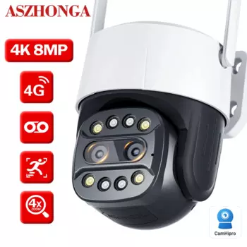 Облачная платформа HD 8MP 4G Security IP камера Двухобъективная автоматическая камера обнаружения человеческого тела беспроводная камера наблюдения WIFI на открытом воздухе для обеспечения безопасности