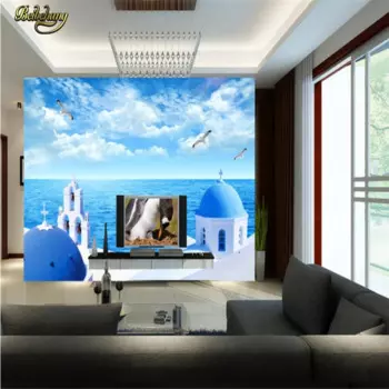 Обои beibehang для фотографий, 3D обои с изображением греческого Эгейского моря, Настенная картина, фон для гостиной, домашний декор