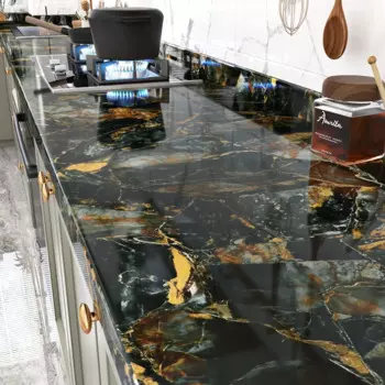 Обои для обновления кухни и мрамора, огнестойкие водонепроницаемые самоклеящиеся обои для стола, гостиной, фоновая Наклейка на стену