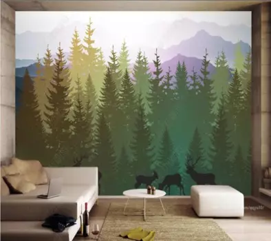 Обои Papel de parede Alpine, сосна, лесной пейзаж, 3d обои, Настенные обои для гостиной, телевизора, спальни, настенные бумаги, домашний декор
