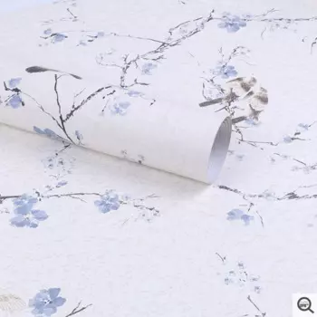 Обои с цветочным рисунком, виниловые обои с голубыми цветами и птицами, Декоративные самоклеящиеся обои для спальни