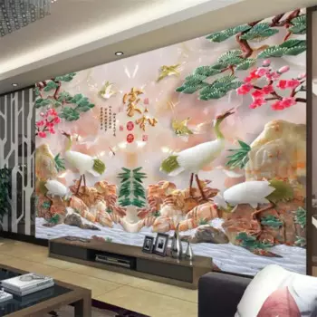 Обои wellyu для фотографий, 3d фотообои для дома и улицы, бамбуковый журавль, яннийский нефрит, резьба по ТВ, 3d обои papel de parede behang