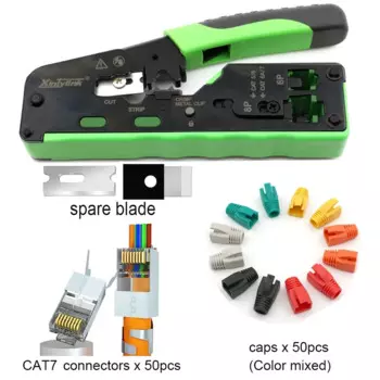 Обжимные щипцы, набор обжимных плоскогубцев для кабеля ethernet, CAT7, CAT5, CAT5E, CAT6A, CAT7, CAT8, 50u