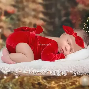 Одежда для детской фотосессии, короткий комбинезон и головной убор с бантом, комплект для фотосессии для новорожденных, детский