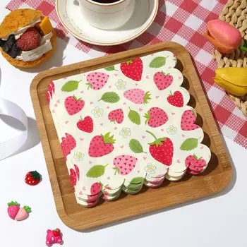 Одноразовые бумажные салфетки клубника 20 шт.
