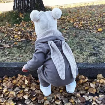 Однотонный Детский комбинезон с капюшоном и длинными рукавами