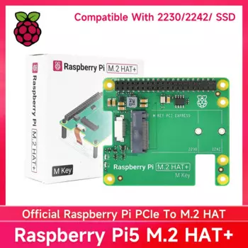 Официальная плата расширения Raspberry Pi PCIe на M.2 HAT + Gen2 Gen3 NVME M.2 SSD 2230/2242 Размер M ключ PCI Express GPIO для PI5