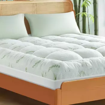 Охлаждающий наматрасник Bamboo_ Queen, очень толстый, альтернативный наполнитель 1200 GSM, моющийся, мягкий наматрасник для боли в спине