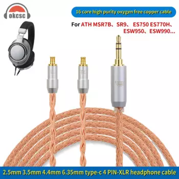 Okath SCC аудио кабель для SR9 MSR7B ES750 ES770H ESW950 2,5 мм/3,5 мм/4,4 мм/6,35 мм/4-контактный XLR/Type-C 16-жильный Модернизированный ушной кабель