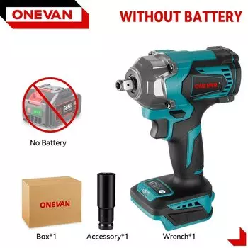 ONEVAN 1200N.M Бесщёточный Ударный Гайковерт 1/2", для аккумуляторов Makita 18В
