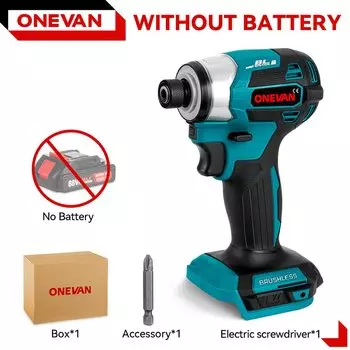 ONEVAN Бесщеточная аккумуляторная ударная отвертка 600 Нм