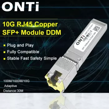 ONTi 10G RJ45 медный SFP + модуль 10GBase-Tx Ethernet волоконно-оптический FTTH совместим с переключателем Cisco/Mikrotik 30m / 80m
