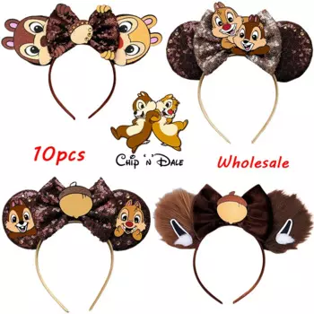 Оптовая продажа, 10 шт., повязка на голову Disney Chip 'dale для женщин, аксессуары для волос с ушками аниме Tamias, Женский ободок, детский подарок