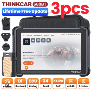 Оптовая продажа, 3 шт., THINKCAR THINKSCAN 689BT, беспроводной OBD2 сканер, кодирование ECU, активный тест, CANFD и DOIP 34, полный сброс системы диагностики