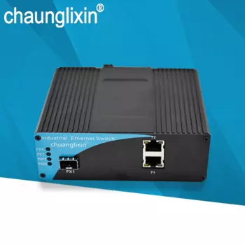 Оптоволоконный преобразователь SFP Ethernet, промышленный оптоволоконный трансивер, 155 м, 2 порта Rj45, 1 оптоволоконный порт