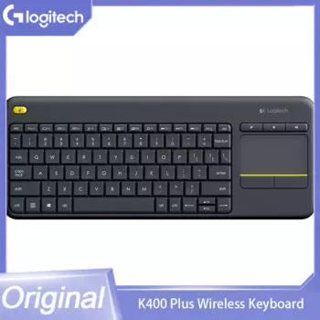 Оригинальная беспроводная клавиатура Logitech K400 Plus с сенсорной панелью, Android TV, клавиатура с 104 клавишами, аксессуары для ноутбука, офиса и компьютера