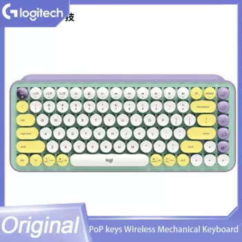 Оригинальная Беспроводная механическая клавиатура Logitech Pop Keys, Logi POP Mouse Dream фиолетовая, 87 клавиш, клавиатура, мышь, набор для Iaptop