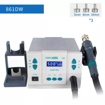 Оригинальная Бессвинцовая паяльная станция QUICK 861DW с тепловым феном, 110 Вт, в, паяльная станция с микрокомпьютером для переделки температуры и 3 насадками
