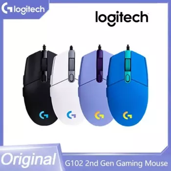 Оригинальная Проводная игровая мышь Logitech G102 второго поколения, механическая Боковая кнопка, Антибликовая мышь, макро ноутбук, Usb, набор проводной мыши