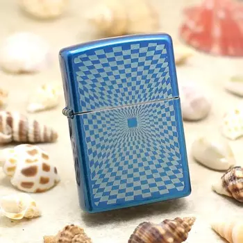 Оригинальная зажигалка Zippo, медная ветрозащитная синяя керосиновая зажигалка с геометрическим рисунком льда, подарок, защита от подделки