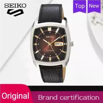 Оригинальные часы SEIKO серии Snkp27, автоматические механические квадратные многофункциональные Роскошные мужские часы на кожаном ремешке