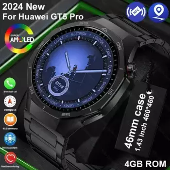 Оригинальные умные часы для Huawei GT5 Pro, мужские AMOLED 4G ROM, GPS-навигация, NFC, компас, Bluetooth-часы для звонков, спортивные умные часы 2024