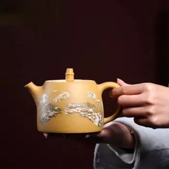 Оригинальный заварочный чайник из рудовой и Золотой Глины, оригинальный чайник ручной работы 500 мл из чистой глины, домашний чайный набор