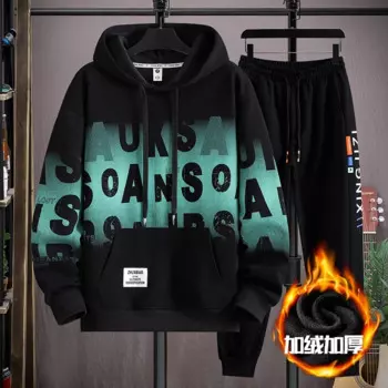Осень/зима, новая мужская толстовка + брюки, толстовка с капюшоном + спортивные штаны, костюм, повседневный спортивный модный свободный комплект для уличной пары