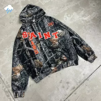 Осенне-зимние классические пуловеры с надписью и логотипом Saint Tear, мужские и женские пуловеры с принтом деревьев и опавшими листьями, толстовка с капюшоном и полным принтом