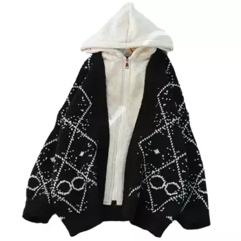 Осенне-зимний женский свитер средней длины, новинка, модный Свободный кардиган с капюшоном из двух частей, пальто, утепленная трикотажная одежда, женская верхняя одежда