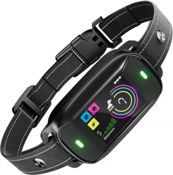 Ошейник для дрессировки собак, перезаряжаемый цифровой ошейник с вибрацией и цветным дисплеем, защита от лая IPX7