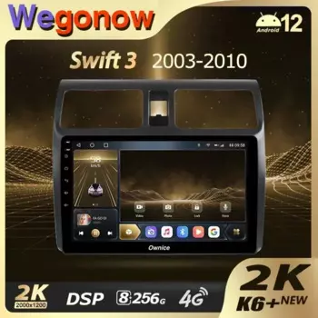 Ownice K6+ 2K 10,36 для Suzuki Swift 3 2003-2010 Автомобильный радиоприемник Мультимедийный видеоплеер Navi Стерео GPS Android12 Без 2din 2 Din DVD