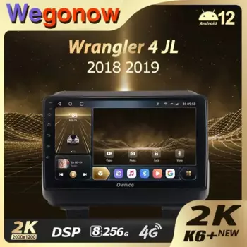 Ownice K6+ 2K для Jeep Wrangler 4 JL 2018-2019 Автомобильный радиоприемник Мультимедийный видеоплеер Навигация Стерео GPS Android 12 No 2 Din DVD