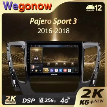 Ownice K6+ 2K для Mitsubishi Pajero Sport 3 2016-2018 Автомобильный радиоприемник Мультимедийный видеоплеер Навигация Стерео GPS Android 12 8+256