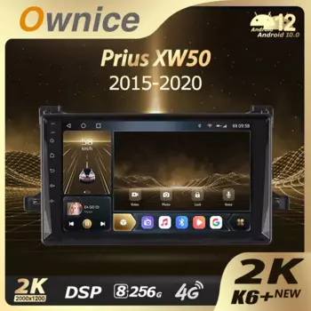 Ownice K6+ 2K для Toyota Prius XW50 2015-2020 Автомобильный радиоприемник Мультимедийный видеоплеер Навигационный стерео GPS Android 12 Инфорационный