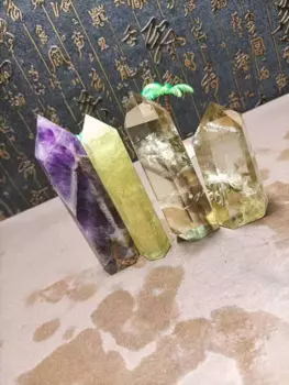 Палочка из натурального кварца с аметистом, желтая фантазия, домашний декор, насилие