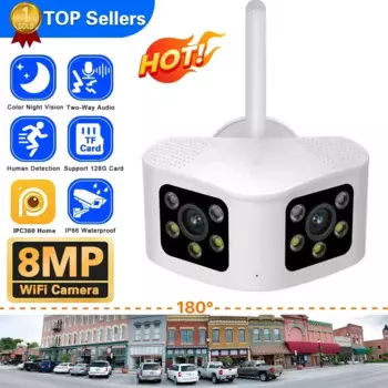 Панорамная IP-камера с двумя объективами, 4K, 8 Мп, Wi-Fi, широкий угол обзора 180 °, ии датчик присутствия, 4 МП, IP-камера видеонаблюдения IPC360 для дома