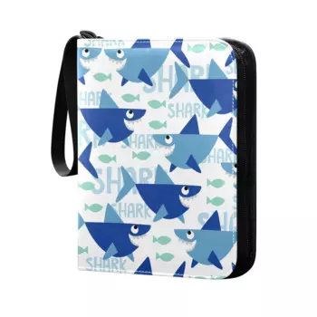 Папка для 4 карманных карт Blue Cartoon Shark, двусторонний карманный альбом 400 для спортивных игровых карт, уникальное хранилище для коллекции карточек