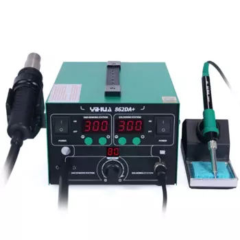 Паяльная станция для распайки YIHUA 862DA + SMD SMT, ремонт горячего воздуха, паяльная станция с термоусадочным утюгом