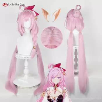 Парик для косплея из игры wigsplay New Skin Elysia, 110 см, розовый парик, термостойкие синтетические волосы, Искусственные парики из аниме, шапочка