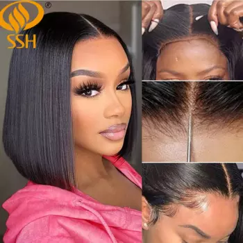 Парик SSH Wear Go без клея короткий боб парик 13x 4 парик на сетке спереди без клея человеческие волосы 4x4 прямые парики из человеческих волос на сетке для женщин