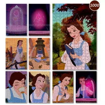 Пазл принцессы Белль из мультфильма «Дисней Красавица и Чудовище», 1000 деталей, детская деревянная головоломка, игрушка для досуга для взрослых, плакат ручной работы из мультфильма