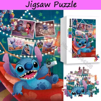Пазлы Disney Lilo & Stitch, детские развивающие игрушки, мультяшный анимированный фильм, 300/500/1000 шт., пазлы, коллекционные предметы для взрослых