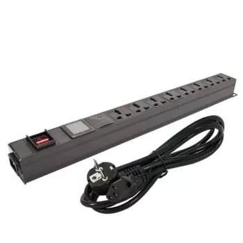 PDU power strip стойка сетевого шкафа 9 AC 10A Универсальная Розетка с защитой от перегрузки амперметра