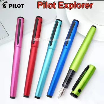 Перьевая ручка Pilot Explorer, оригинальная матовая ручка из нержавеющей стали с конвертером для письма, офисные и школьные принадлежности, каллиграфическая ручка