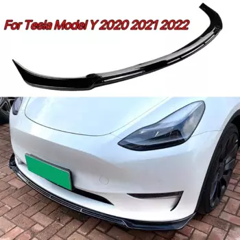 Передний спойлер для бампера Tesla Model Y 2020 2021 2022, сплиттер для губ, Защитная панель, высококачественный АБС глянцевый черный углеродное волокно