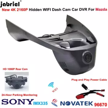 Передняя и задняя камера 4K 2160P Wi-Fi для Mazda Axela для Mazda 3 2022 2021 2020 2019 2018 2017 Автомобильный видеорегистратор Dashcam