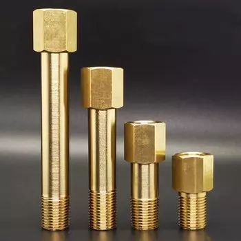 Переходник 1/8 "1/4" 3/8 "с внутренней резьбой BSP, латунный соединитель для труб, длина 35/50/60/75/100/125/150/175/200/250 мм